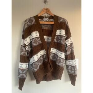 Sears Roebuck Rare Vintage Made In Italy Mens Grandpa Cardigan Cable Knit Medium